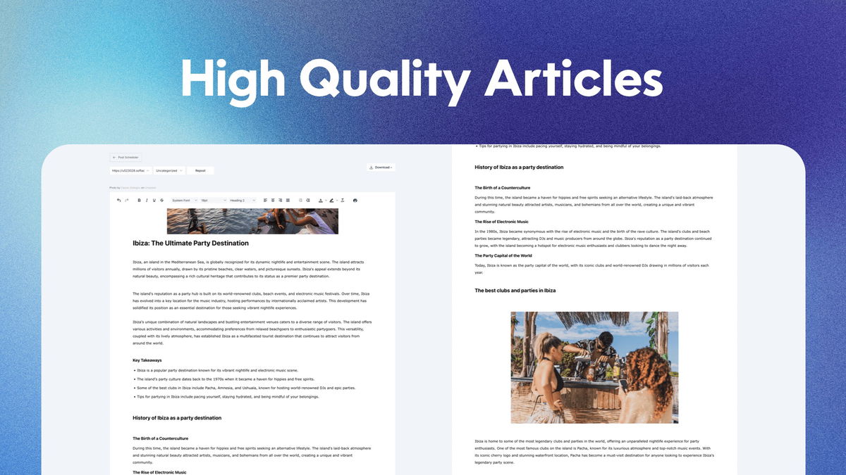 Skyrocket your organic traffic with professional AI articles at scale.