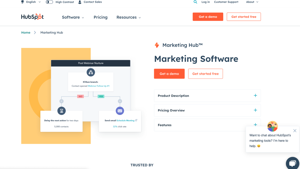 HubSpot marketing homepage