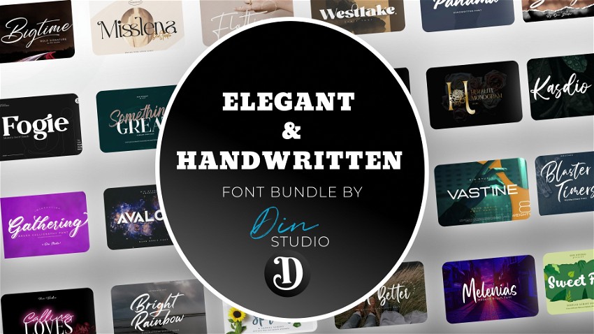 Elegant & Handwritten Font Bundle by Din Studio (119 Fonts)