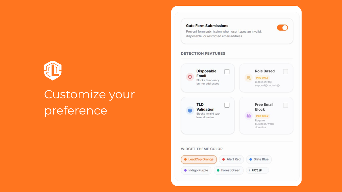 leadcop user dashboard customization