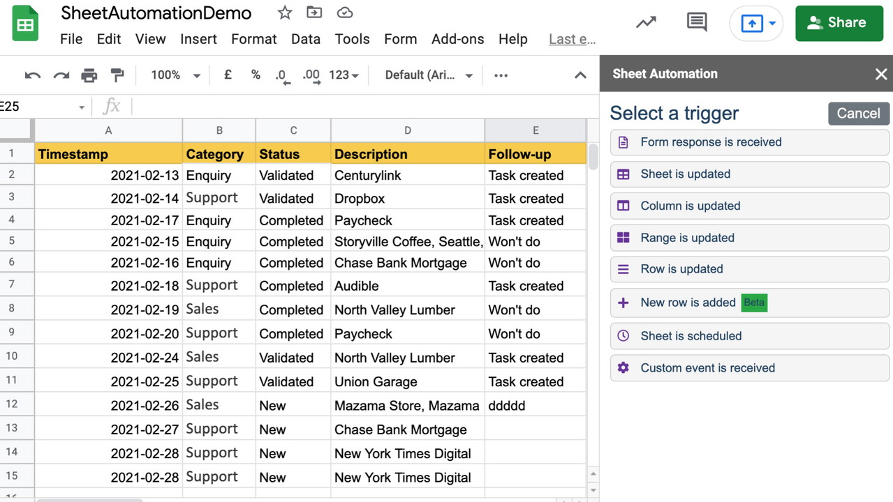 Sheet Automation for Google Sheets