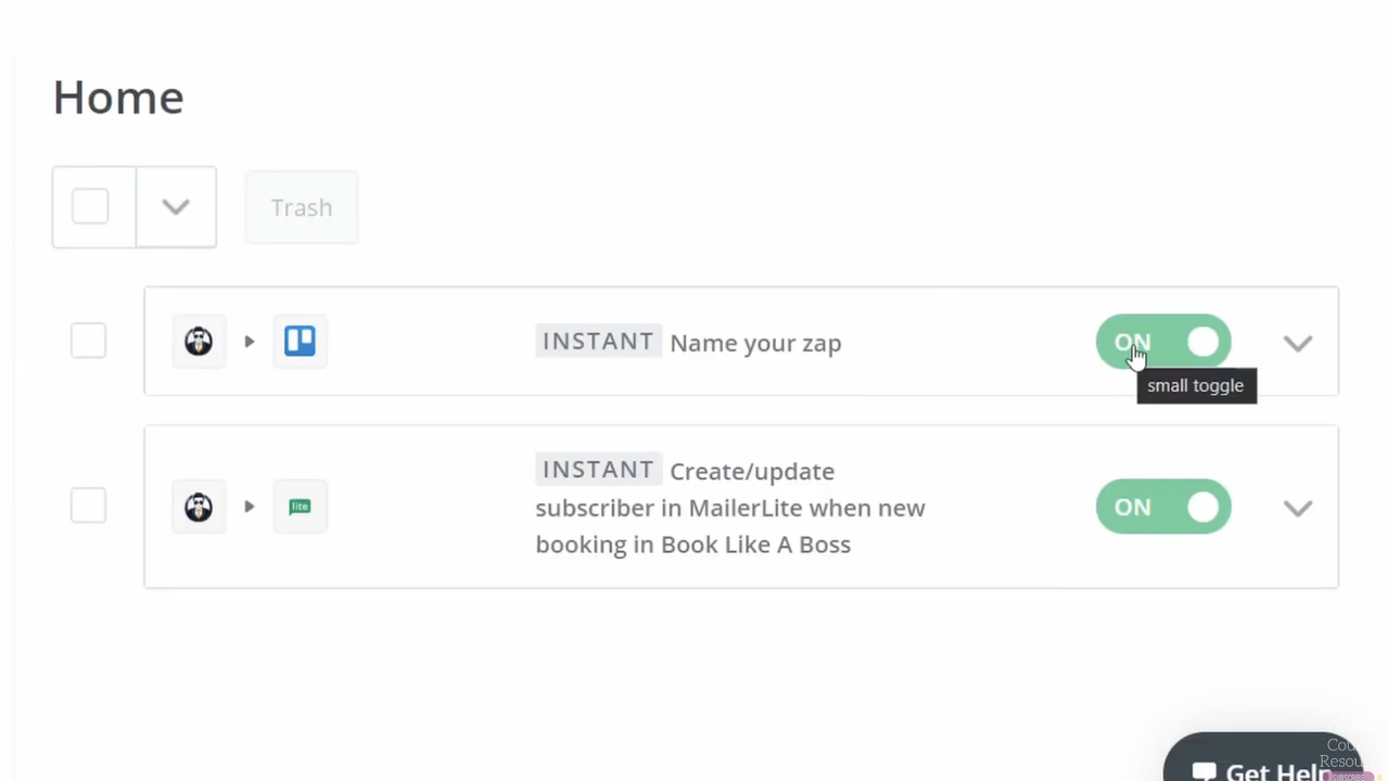 Activate and deactivate zaps easily
