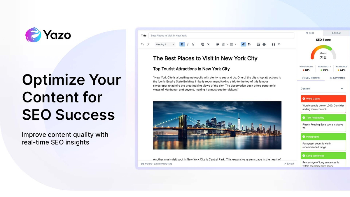 Write content that outranks your competitors using real-time SEO optimization