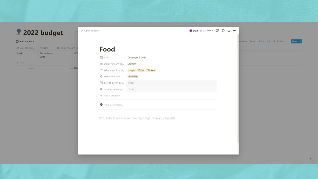 Notion habit tracker template + budget tracker template