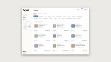 HQUE platform Talent roster showing talent profile cards with photos, categories, follower counts, and locations. thumbnail