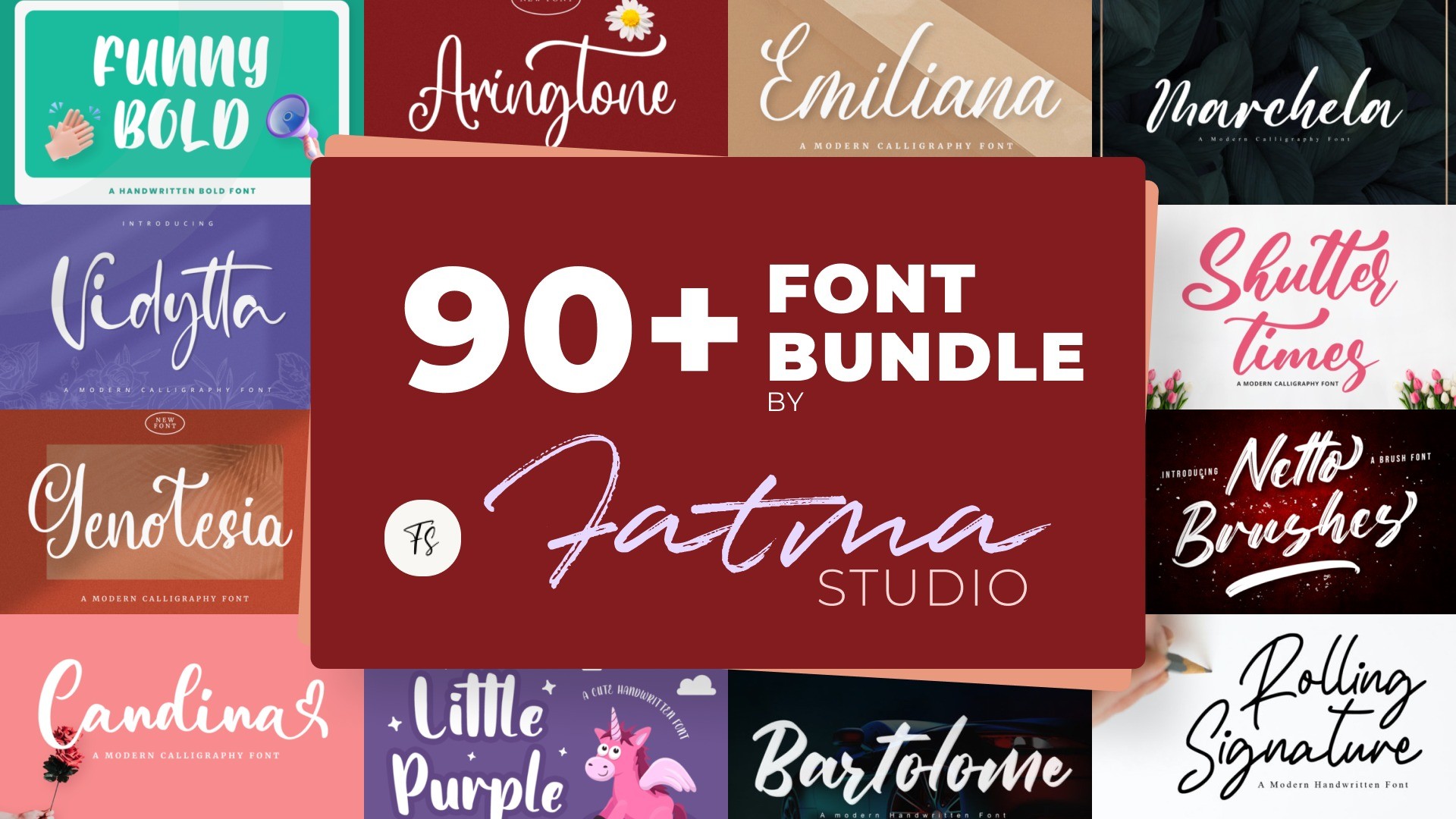 AppSumo Deal for 90 Font Bundle by Fatma Studio