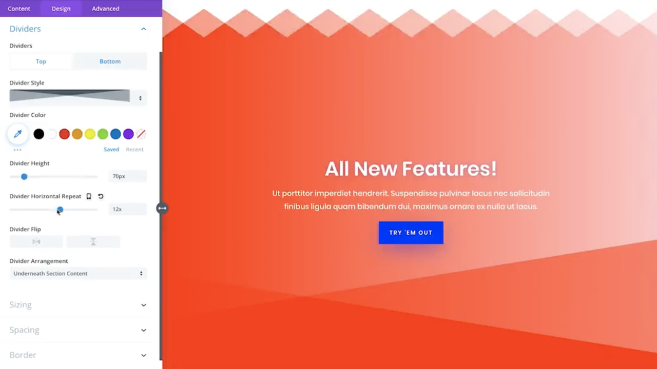 Shape dividers to separate website sections