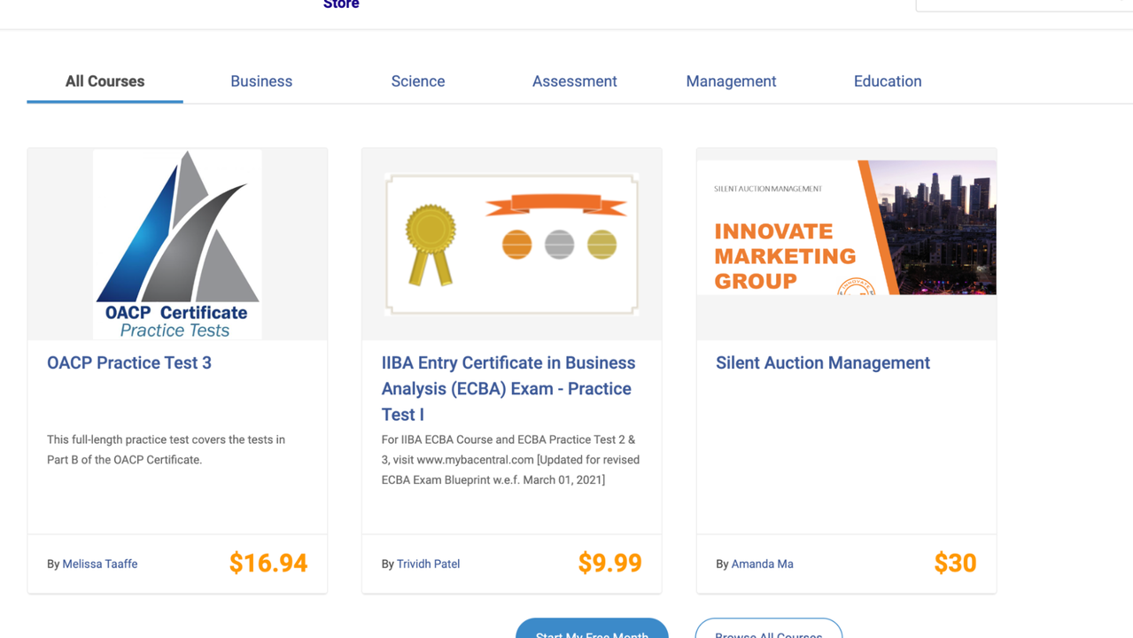 Buy or sell courses on ProProfs