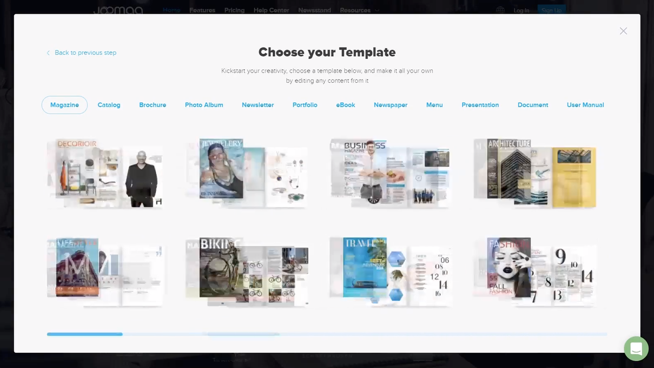 Get started on Joomag with a template