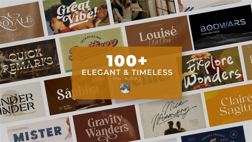 100+ Elegant & Timeless Font Bundle