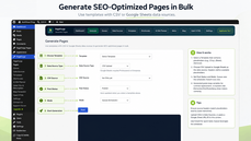 Ceate SEO-optimized WordPress pages in bulk using CSV or Google Sheets, templates, publishing controls, and scheduled generation. thumbnail