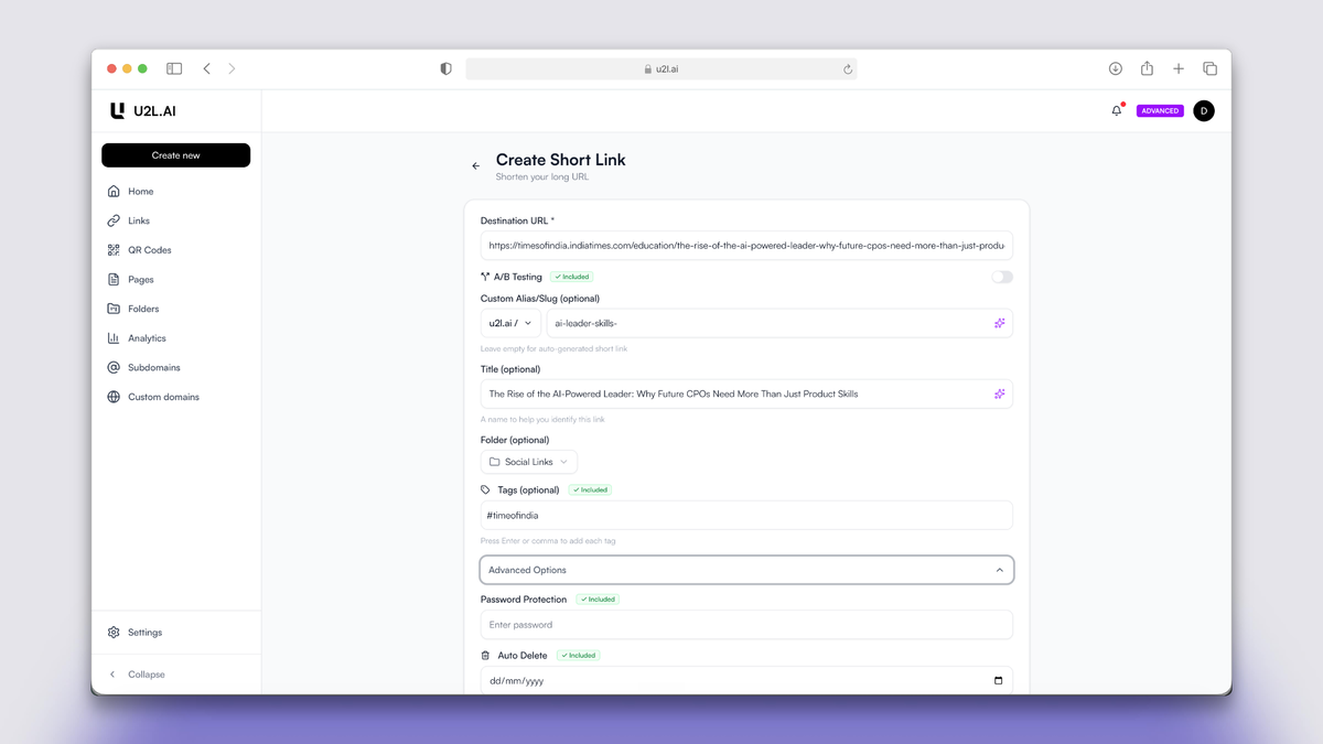 Create short link