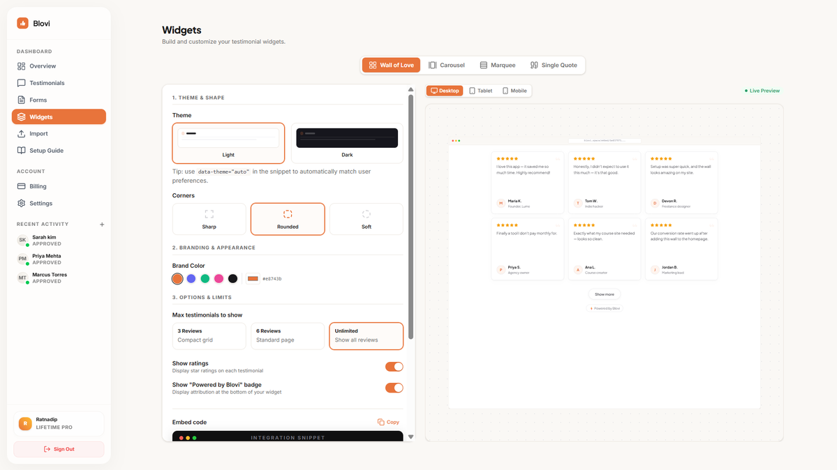 Display Social Proof Anywhere