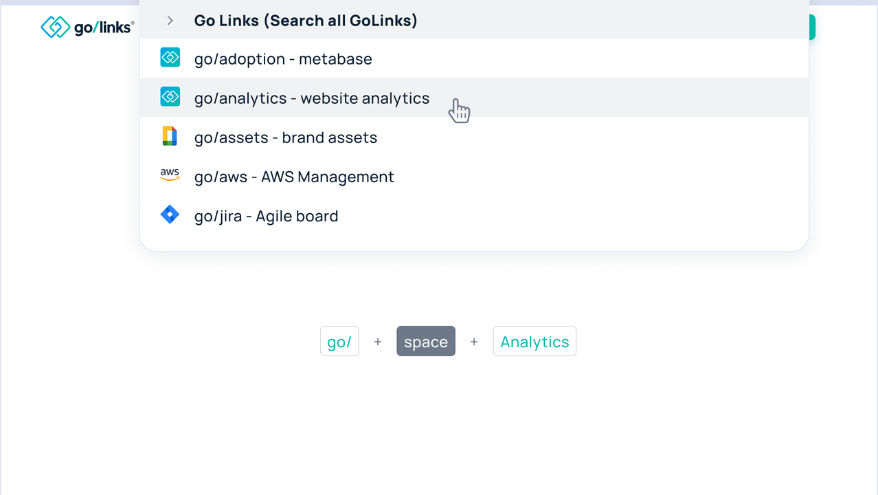 Universal search for go links