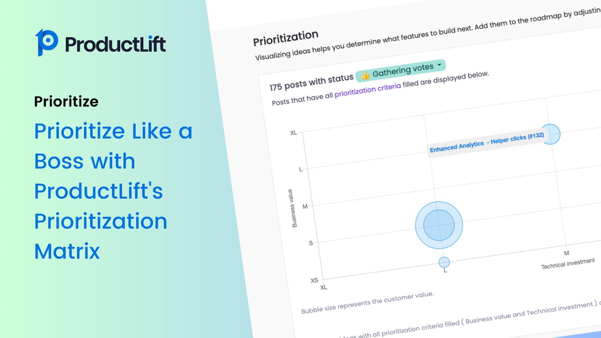 Stop coin-flipping - prioritize like a boss with ProductLift's prioritization matrix.