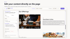 Instantsite editor showing service text and images being edited directly alongside the website preview. thumbnail
