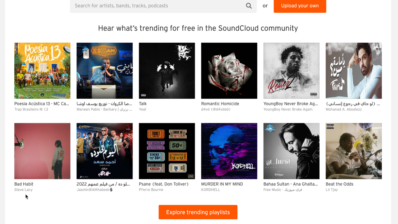 Explore trending songs