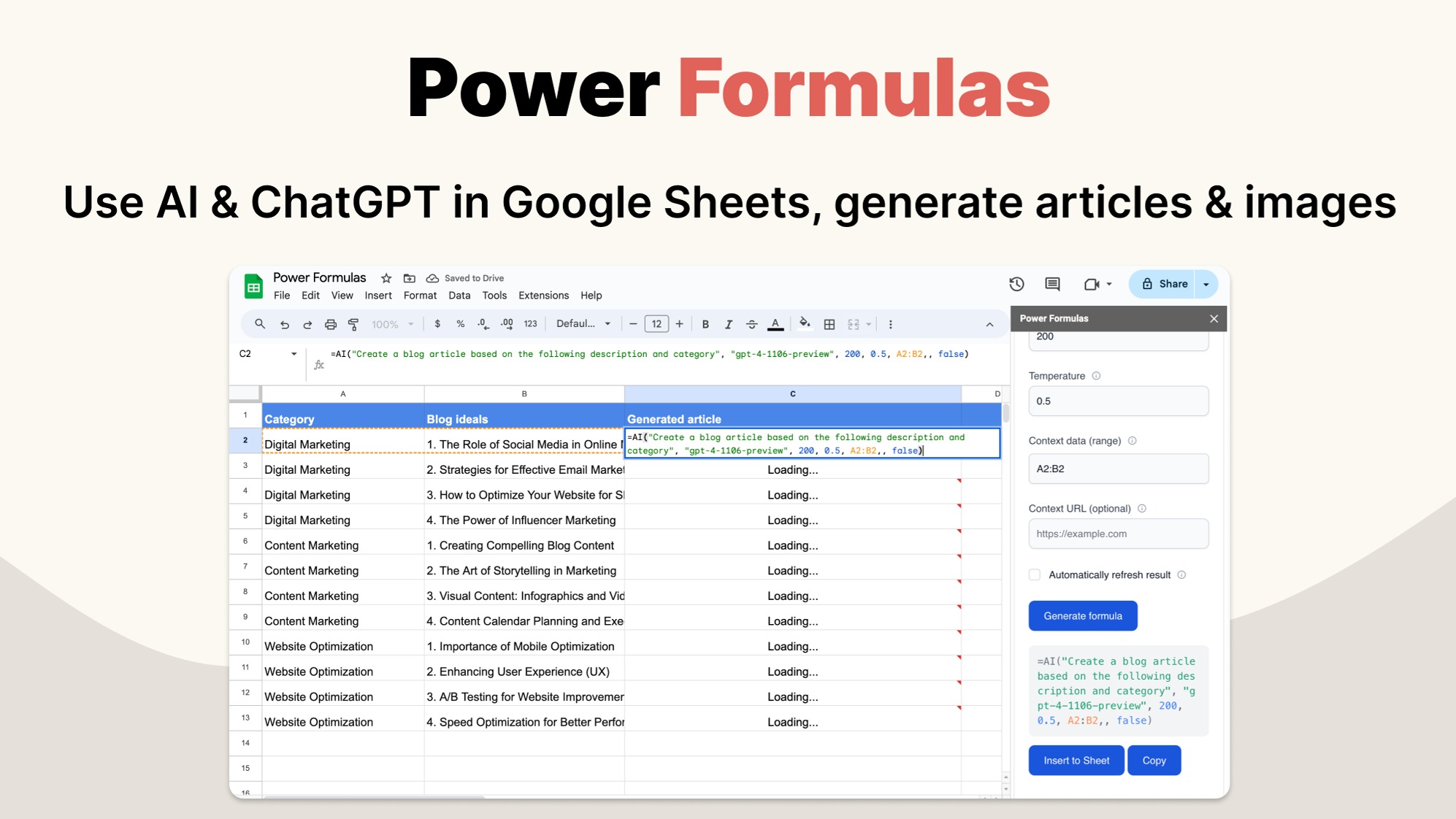 PowerFormulas:UseChatGPT&AIinGoogleSheets