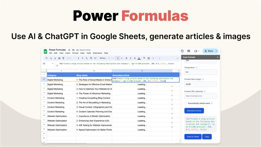 Power Formulas: Use ChatGPT & AI in Google Sheets