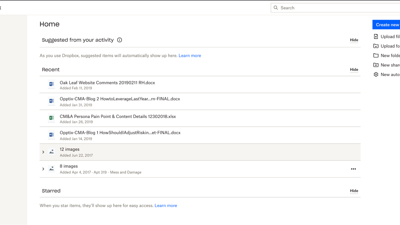Dropbox’s home page