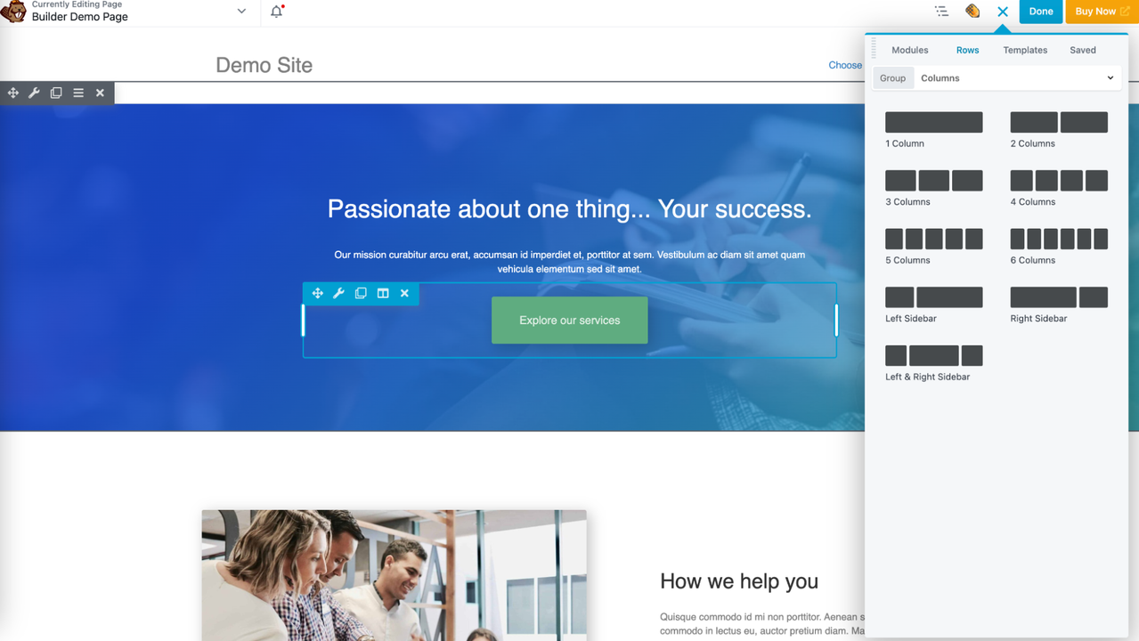 Choose column layout for web page
