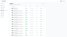 CodeMouse reviews dashboard listing every pull request with status, duration, cost, and model-run count. thumbnail