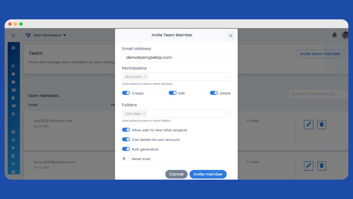 ElkQR: Unlock Collaborative Power with Team Members and Private Spaces