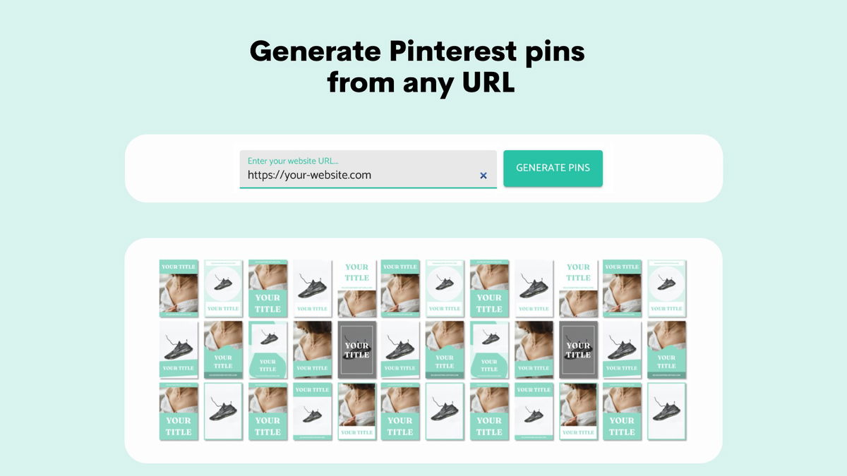 Input any URL and Pin Generator will generate pins using the SEO data and images from that page.