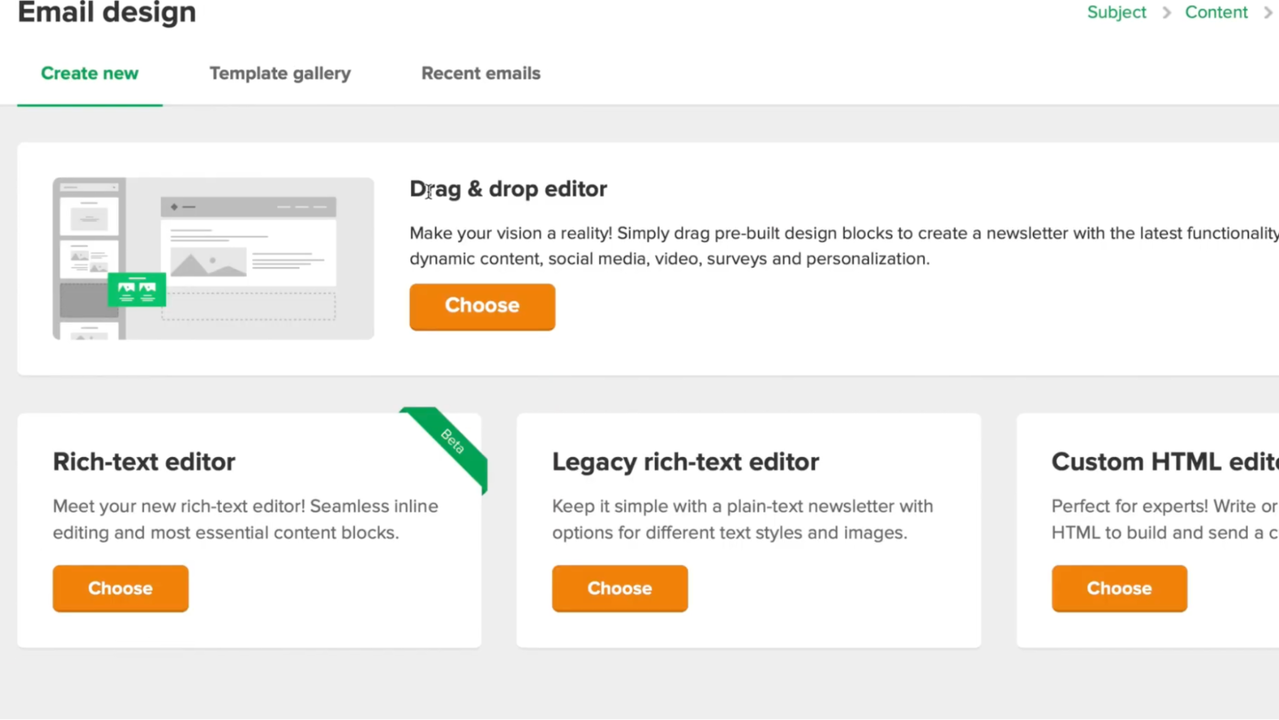 Choose from 4 popular email design editor