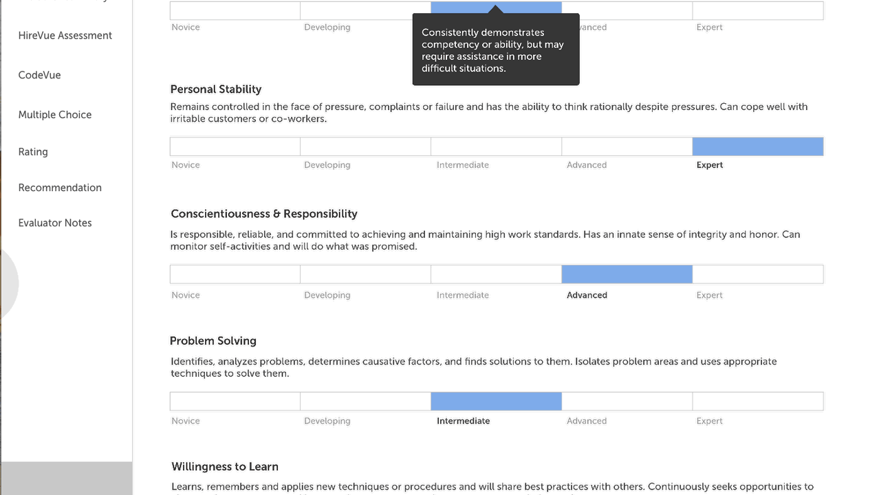Organize and assess candidate data