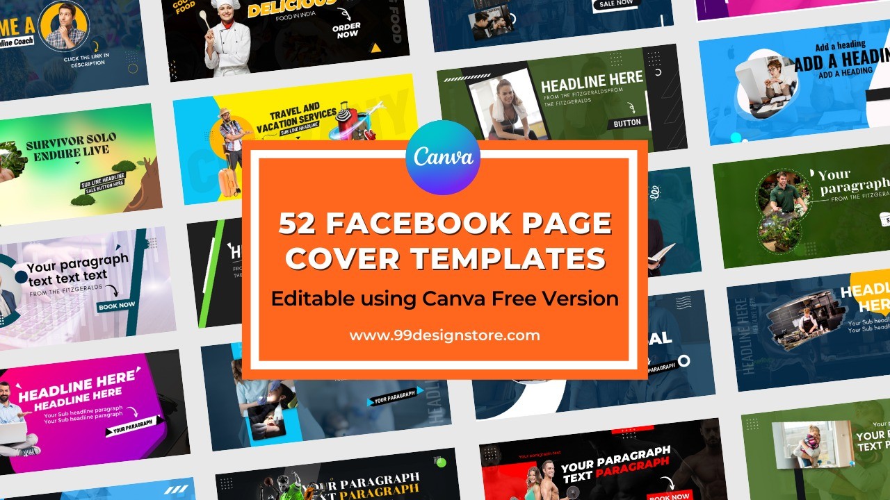 AppSumo Deal for 52 Facebook Page Cover Templates - Canva Editable