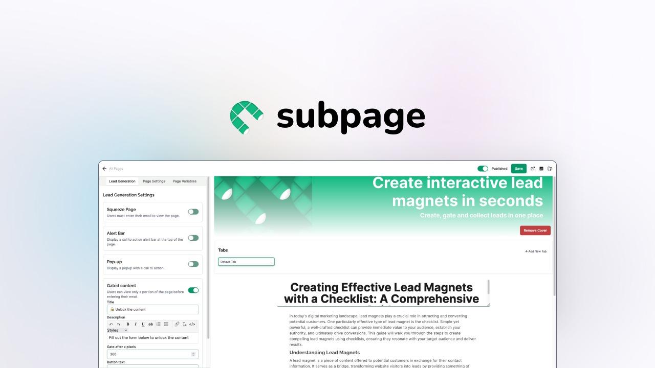 Subpage - lead gen tools