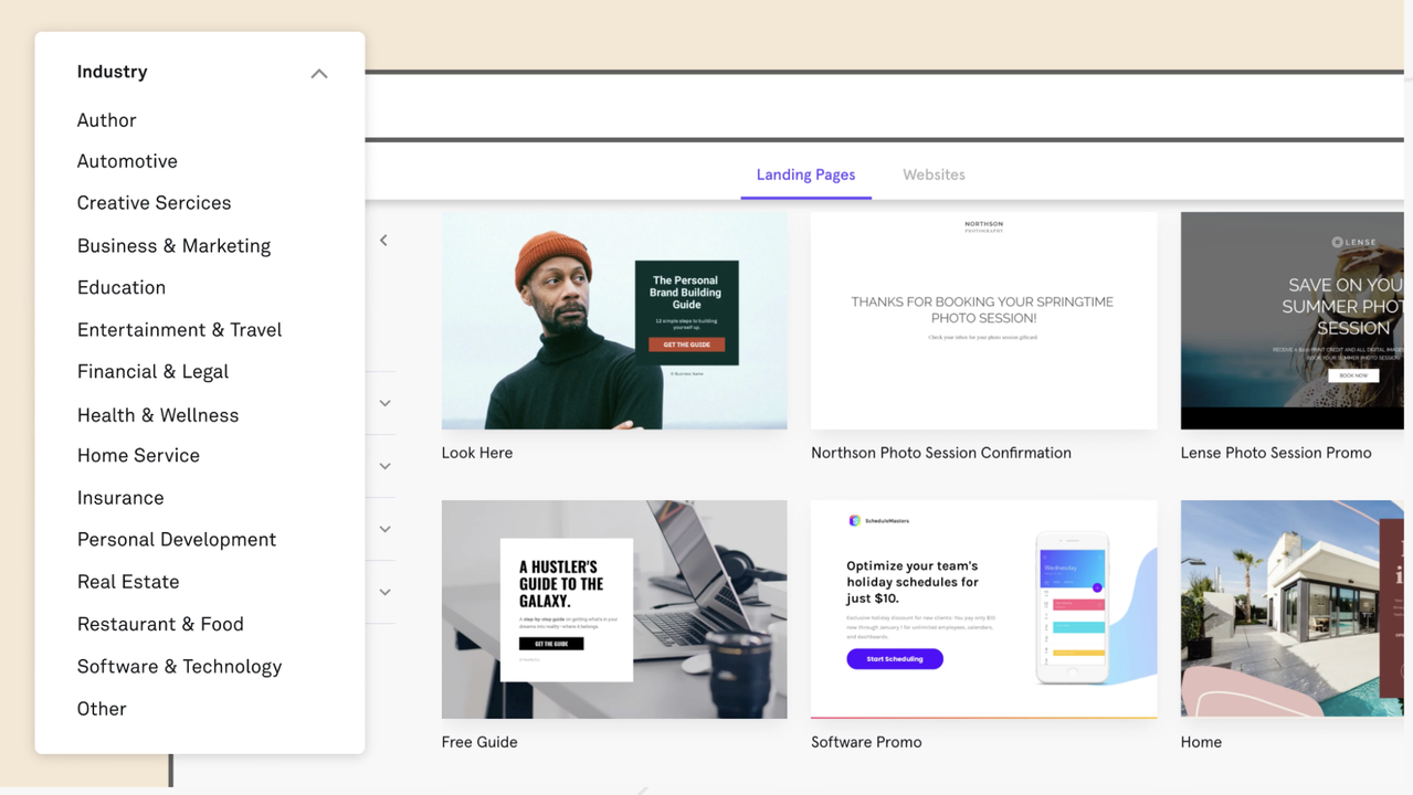 Find templates for all industries in Leadpages