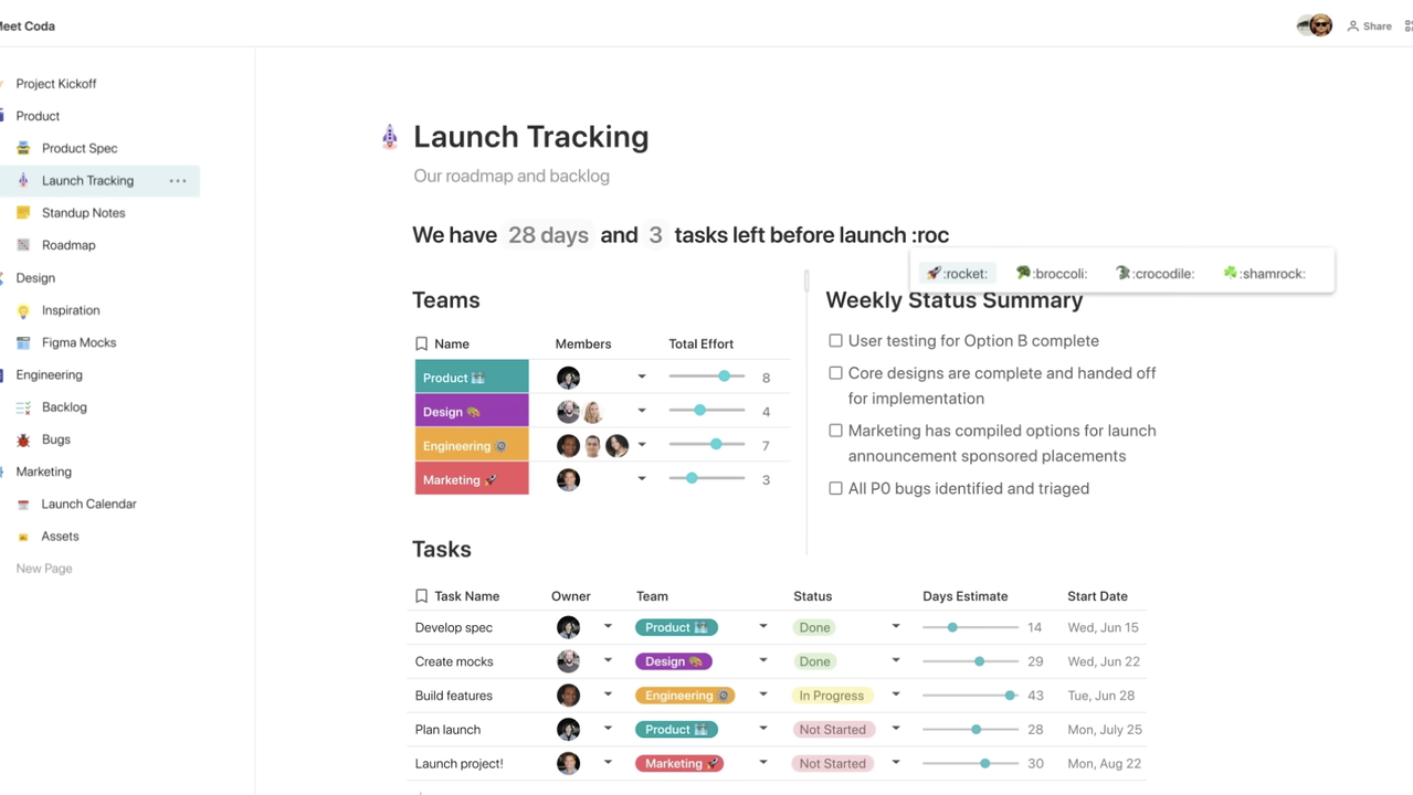 Create creative documents with Coda