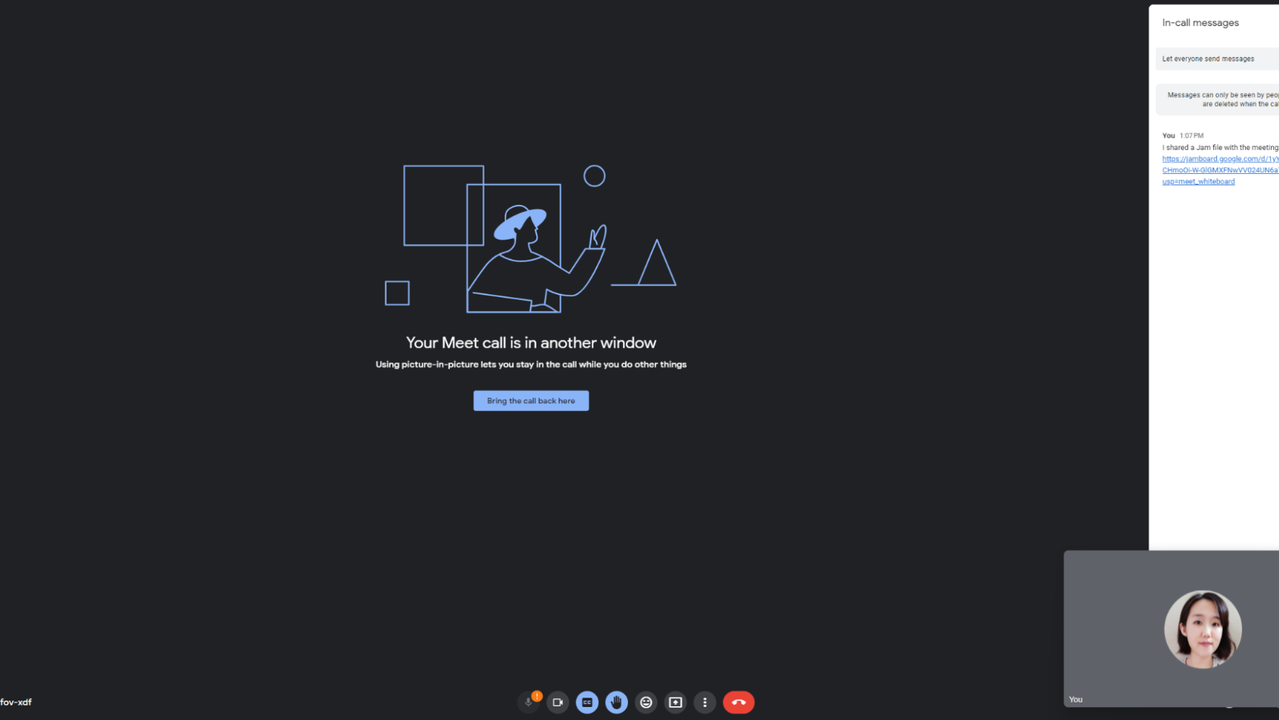 Navigate away from Meet tab