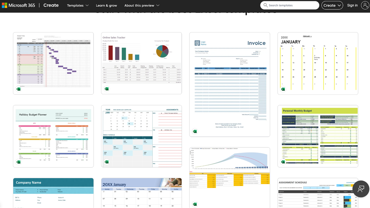 Get started easily with Excel templates