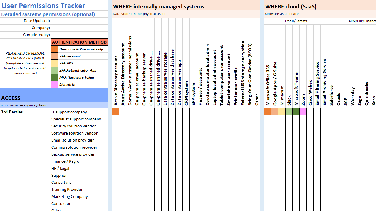 GDPR Data Classification & Cyber Security spreadsheet template