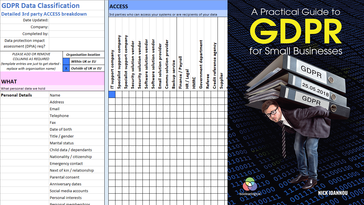 GDPR Data Classification & Cyber Security spreadsheet template