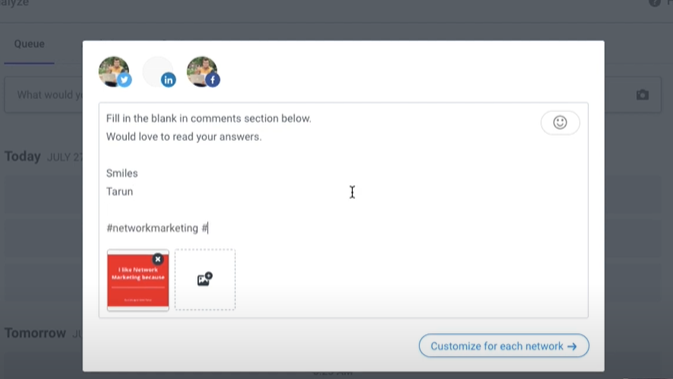 Publish social caption