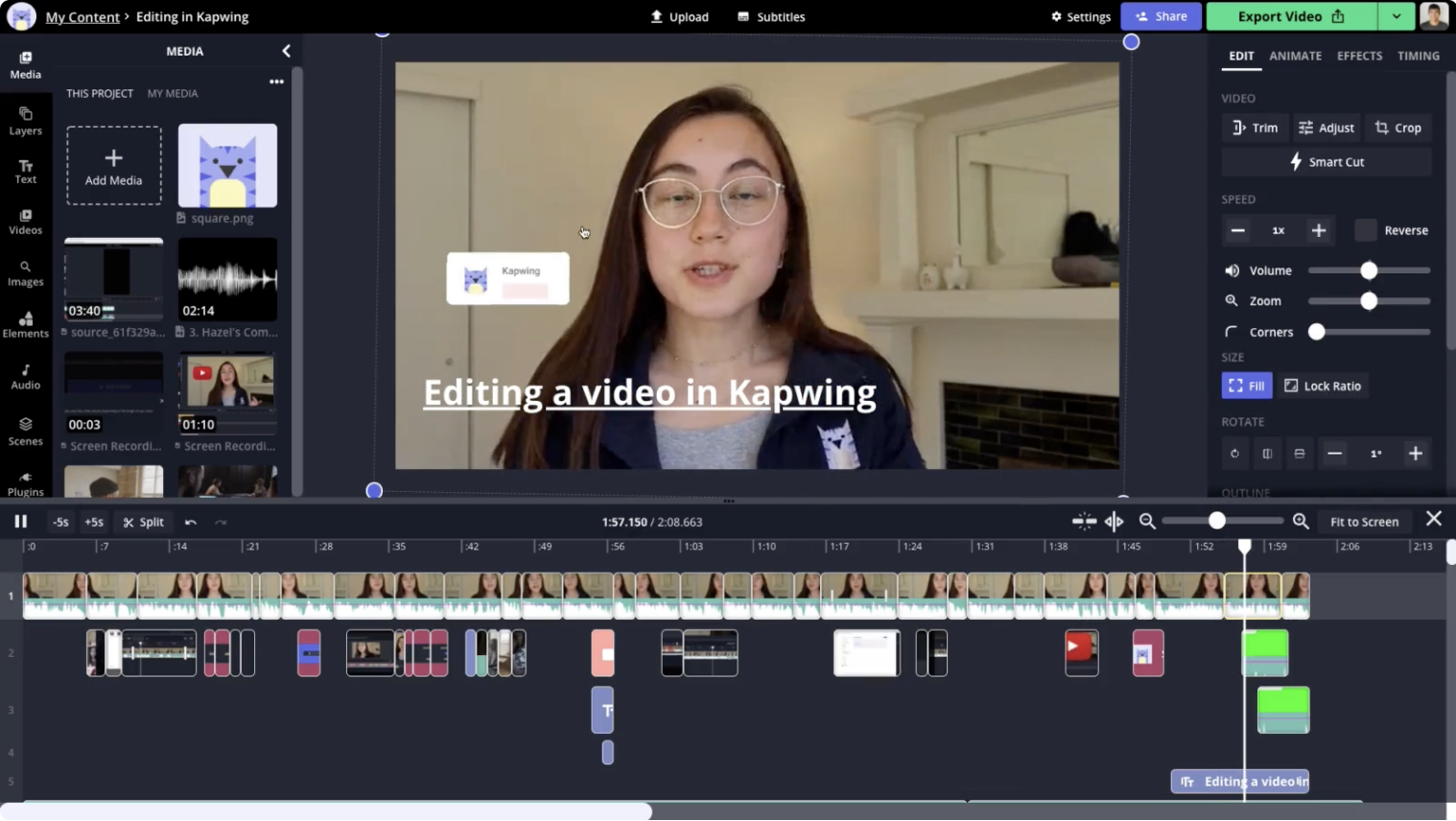 Editing video with Kapwing