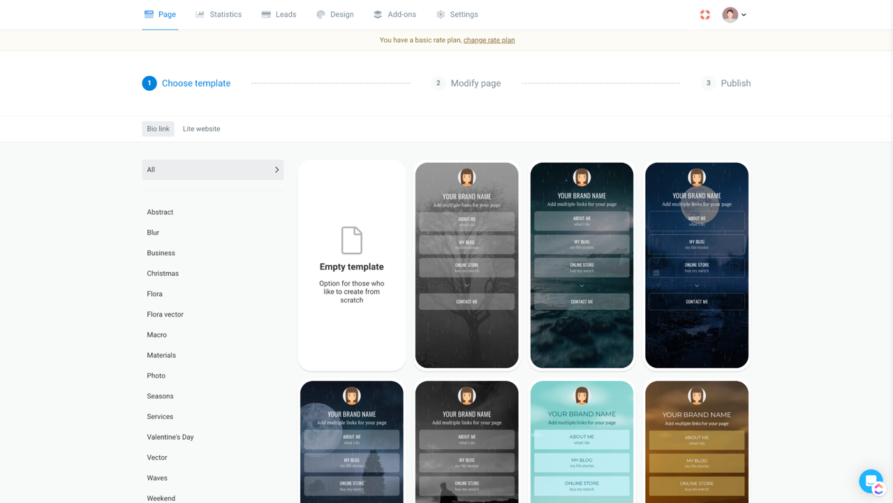 Create a page from scratch or start with a template
