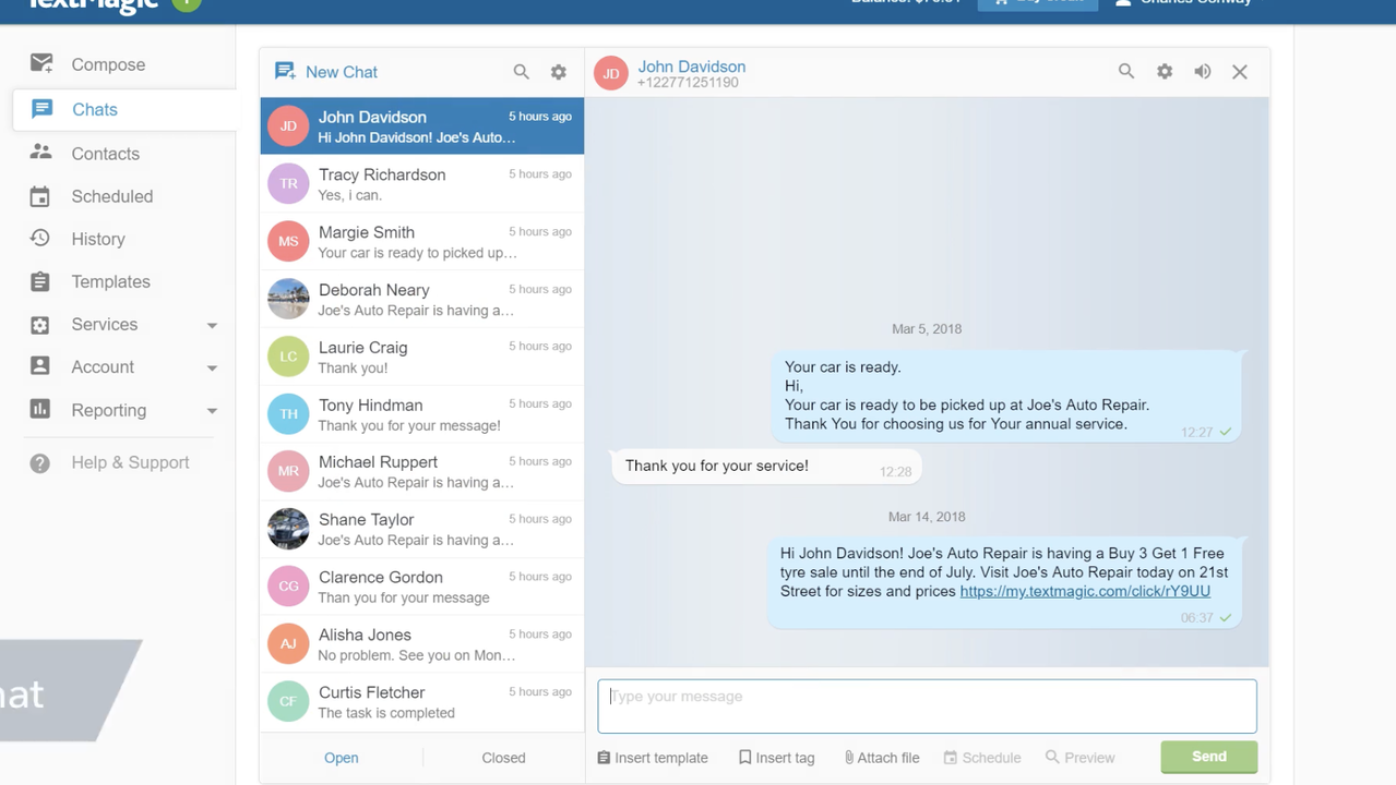 TextMagic SMS Chat
