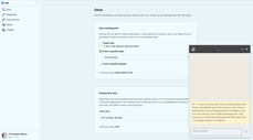 S2Q Setup screen for choosing the sync starting point and posting time zone, with the built-in AI sync assistant open, offering to explain any payout or entry from your real Stripe and QuickBooks data. thumbnail