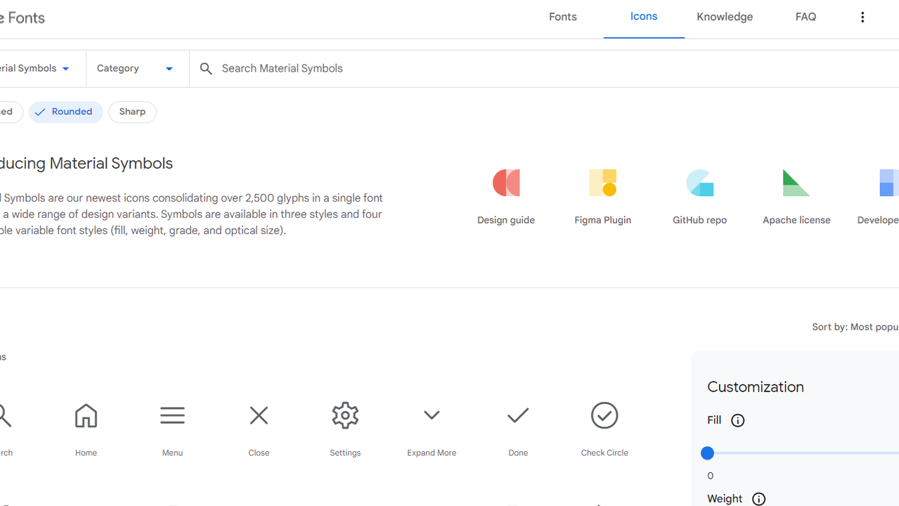 Explore material symbols