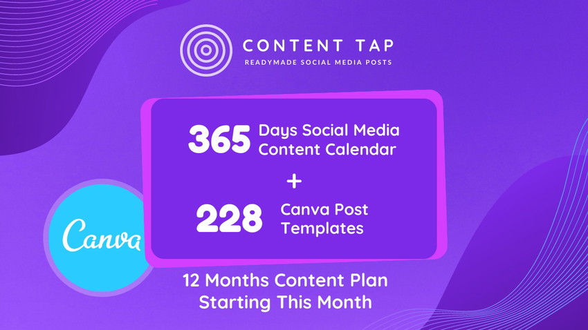 365 Days Social Media Content Calendar + 228 Canva Templates