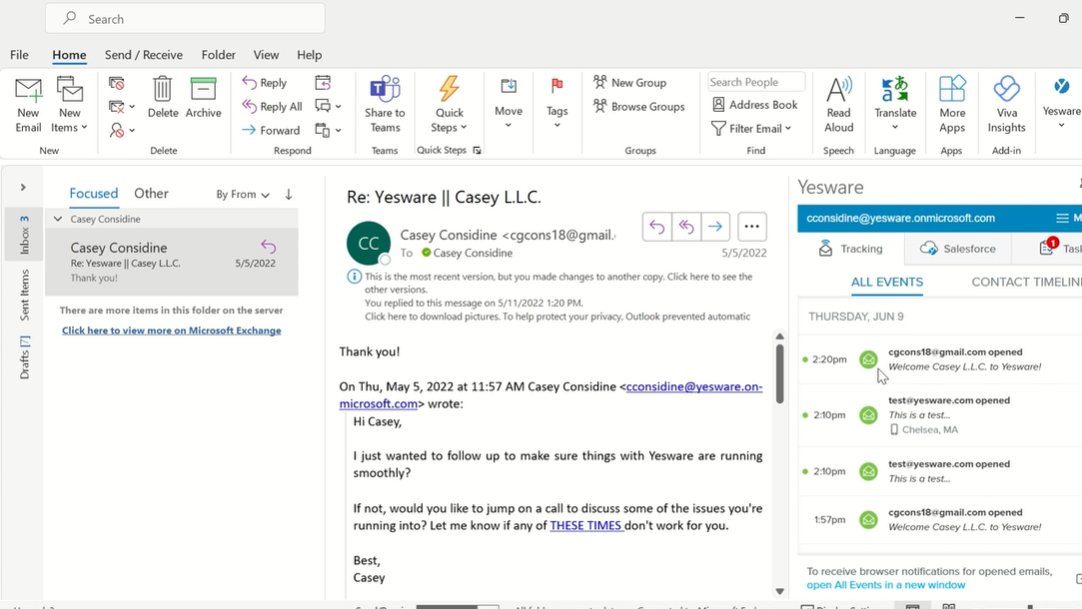 Track prospect’s email activity