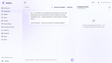Sendlyio AI strategist chat building a cold email campaign — asking about your offer and drafting the sequence, with a live campaign preview. thumbnail