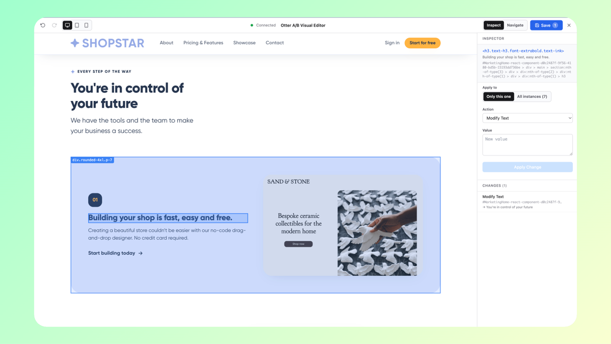 Visual Editor - Click to change