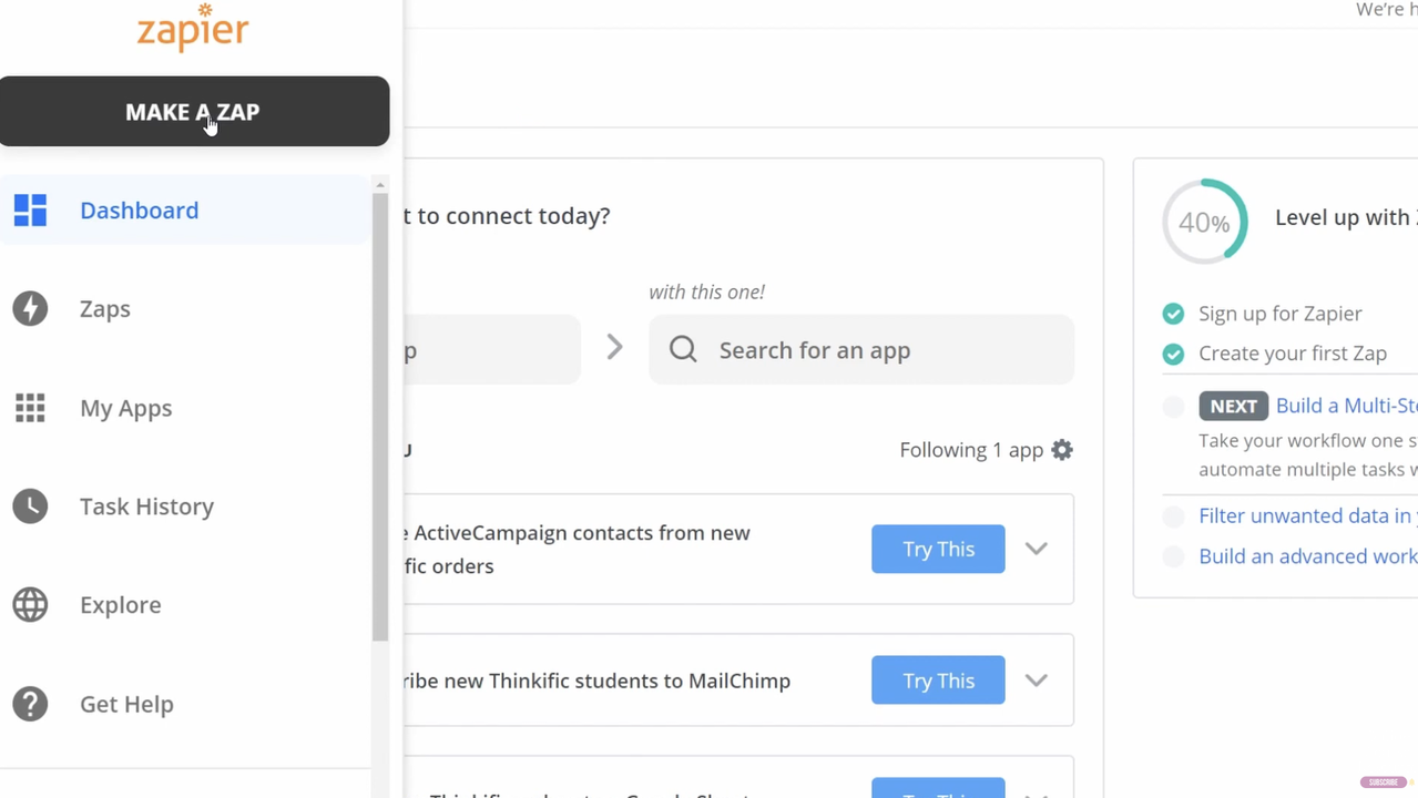 Access apps and create zaps easily