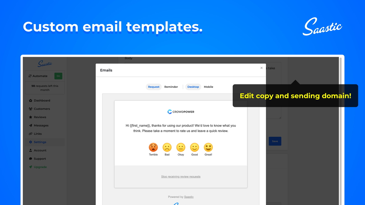 Customizable email templates